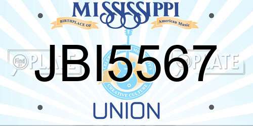 JBI5567 Mississippi License Plate