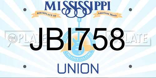 JBI758 Mississippi License Plate