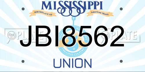 JBI8562 Mississippi License Plate