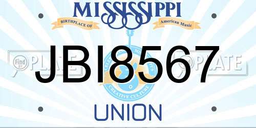 JBI8567 Mississippi License Plate