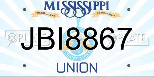 JBI8867 Mississippi License Plate