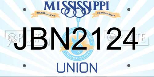 JBN2124 Mississippi License Plate