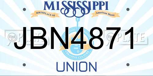 JBN4871 Mississippi License Plate