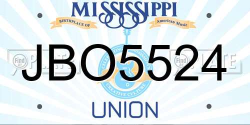 JBO5524 Mississippi License Plate