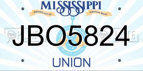 JBO5824 Mississippi License Plate