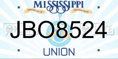 JBO8524 Mississippi License Plate