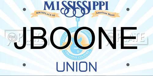JBOONE Mississippi License Plate