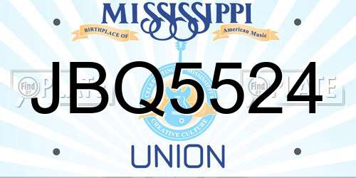 JBQ5524 Mississippi License Plate