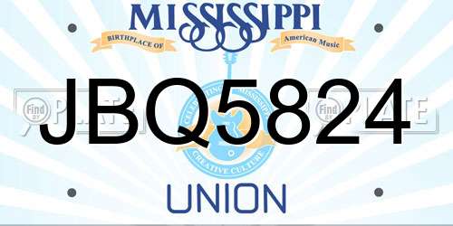 JBQ5824 Mississippi License Plate