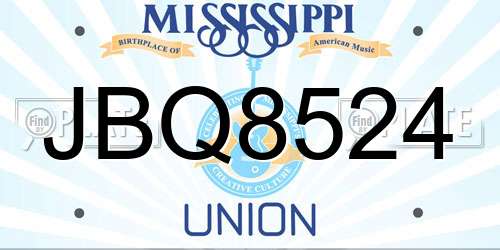 JBQ8524 Mississippi License Plate
