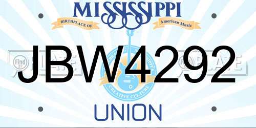 JBW4292 Mississippi License Plate