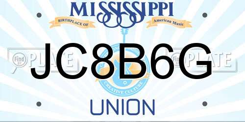 JC8B6G Mississippi License Plate
