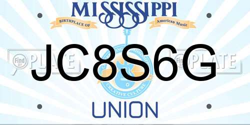 JC8S6G Mississippi License Plate