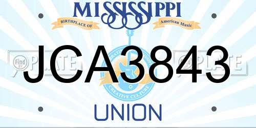 JCA3843 Mississippi License Plate