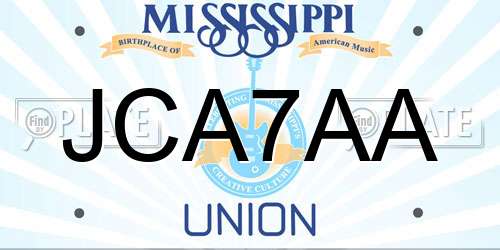 JCA7AA Mississippi License Plate