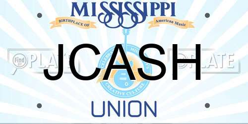 JCASH Mississippi License Plate