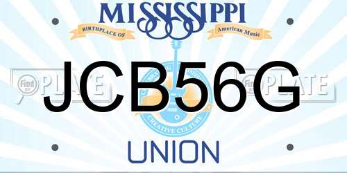 JCB56G Mississippi License Plate