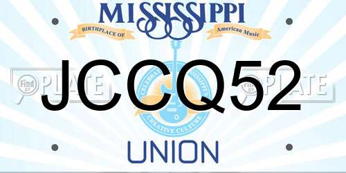 JCCQ52 Mississippi License Plate