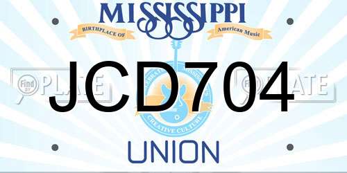 JCD704 Mississippi License Plate