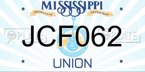 JCF062 Mississippi License Plate
