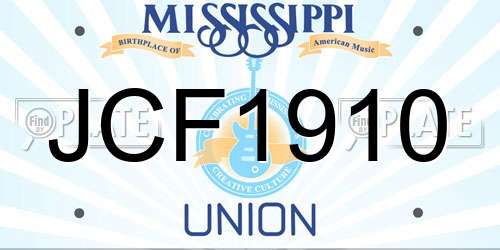JCF1910 Mississippi License Plate