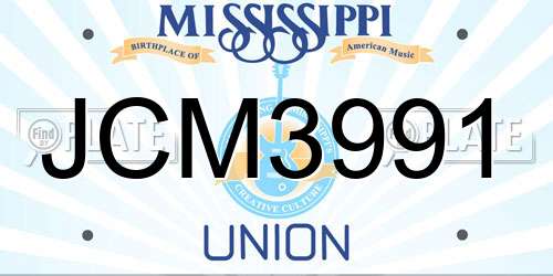 JCM3991 Mississippi License Plate