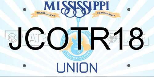 JCOTR18 Mississippi License Plate