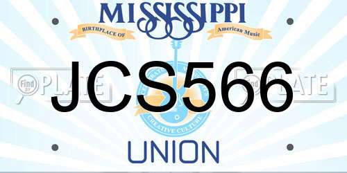 JCS566 Mississippi License Plate