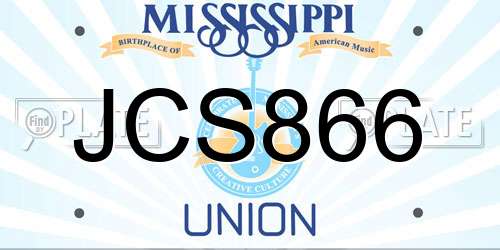 JCS866 Mississippi License Plate