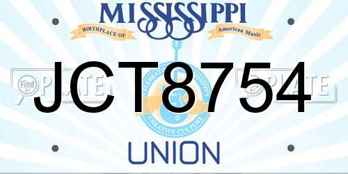 JCT8754 Mississippi License Plate