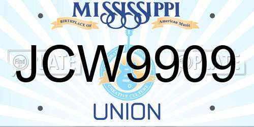 JCW9909 Mississippi License Plate