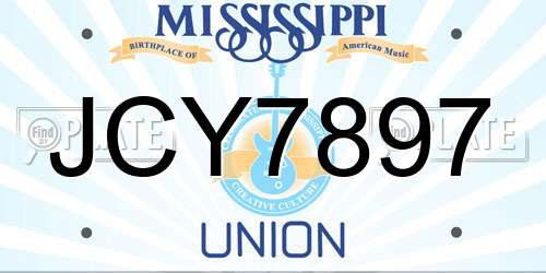 JCY7897 Mississippi License Plate