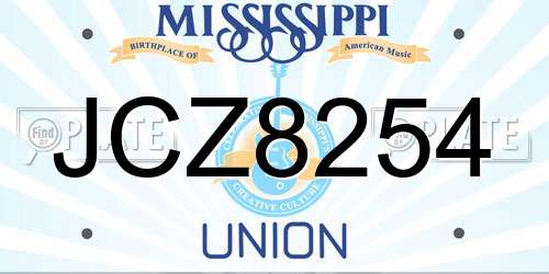 JCZ8254 Mississippi License Plate