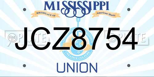 JCZ8754 Mississippi License Plate