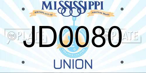 JD0080 Mississippi License Plate