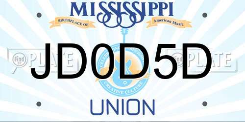 JD0D5D Mississippi License Plate