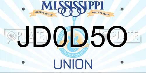 JD0D5O Mississippi License Plate