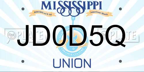 JD0D5Q Mississippi License Plate