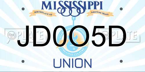 JD0O5D Mississippi License Plate