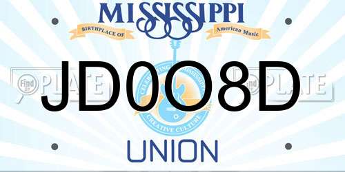 JD0O8D Mississippi License Plate