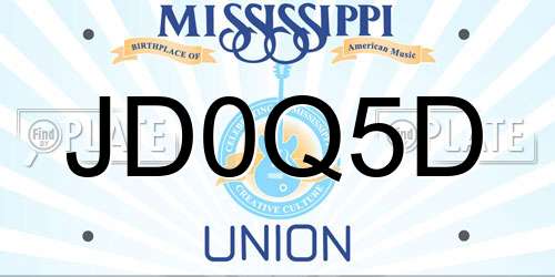 JD0Q5D Mississippi License Plate