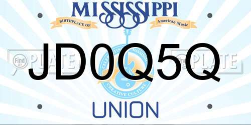 JD0Q5Q Mississippi License Plate