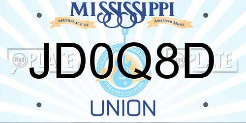 JD0Q8D Mississippi License Plate