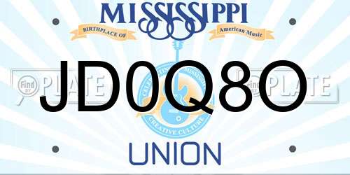 JD0Q8O Mississippi License Plate