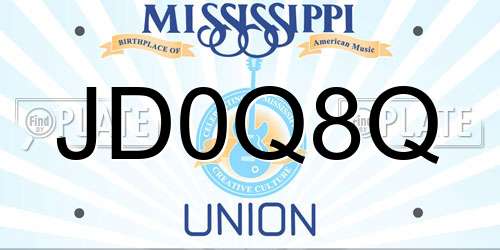 JD0Q8Q Mississippi License Plate