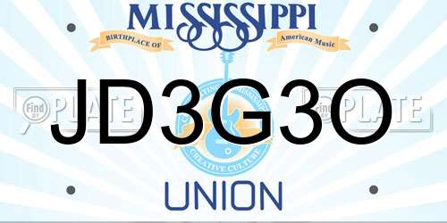 JD3G3O Mississippi License Plate