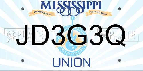 JD3G3Q Mississippi License Plate