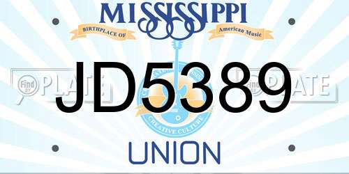 JD5389 Mississippi License Plate