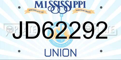 JD62292 Mississippi License Plate