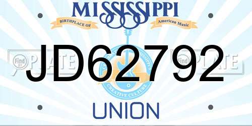 JD62792 Mississippi License Plate